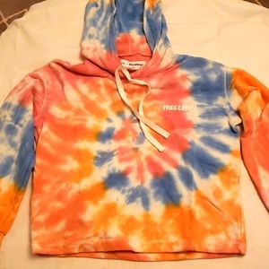 Madewell tie dye cropped hooded sweatshirt, size xxs